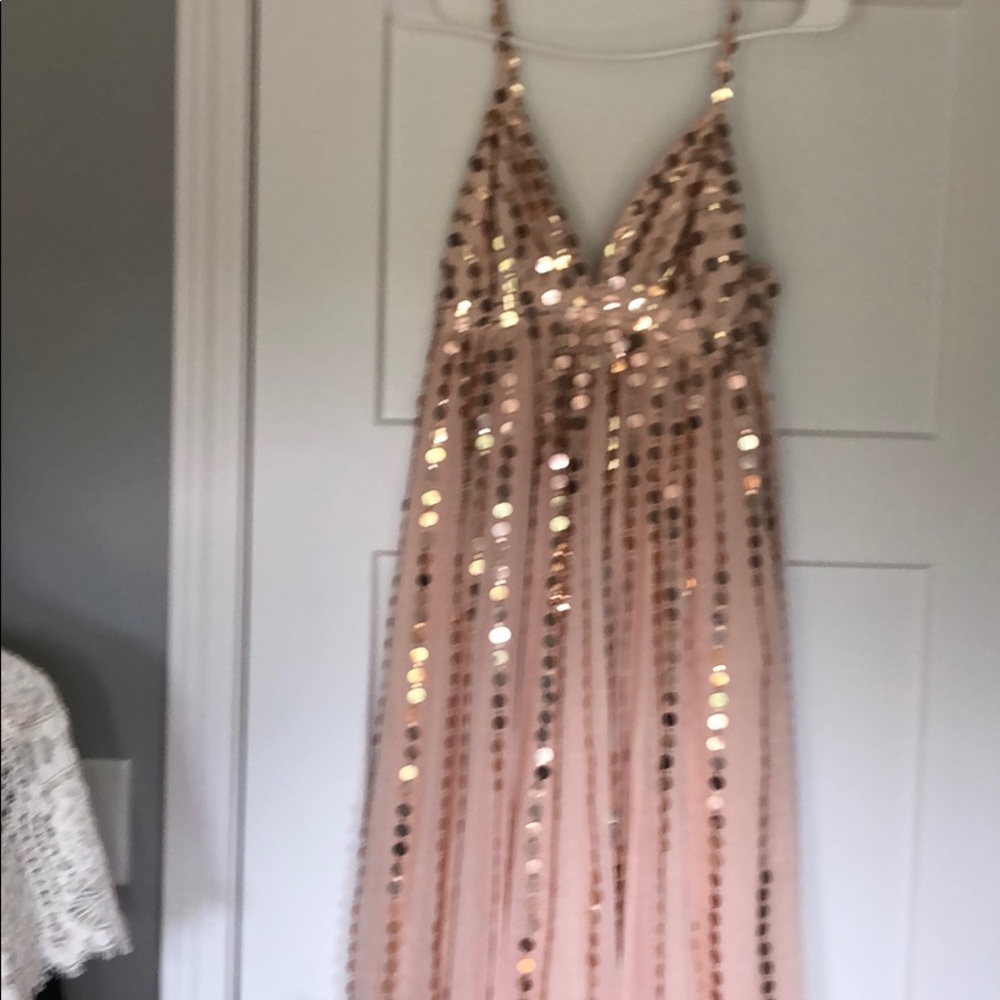 Gorgeous peach sequin maxi dress. Elegant